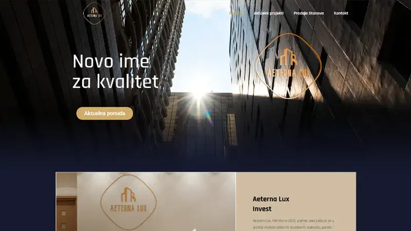 AeternaLux – Beispiel für Website-Entwicklung in Novi Sad