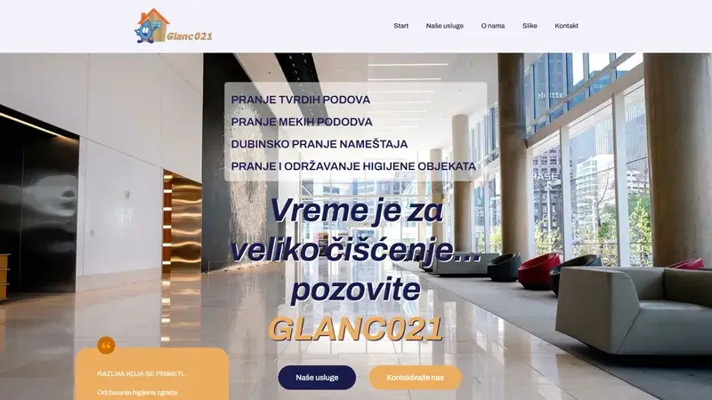 Glanc 021 – Beispiel für Website-Entwicklung in Novi Sad