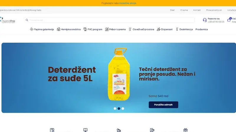 Higijena Shop (Hygiene-Shop) – Beispiel für Website-Entwicklung in Novi Sad