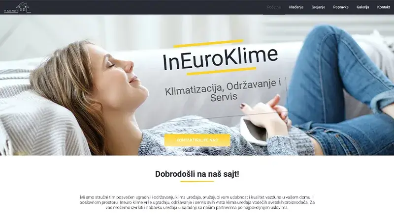 InEuro Klime (InEuro Klimaanlagen) – Beispiel für Website-Entwicklung in Novi Sad