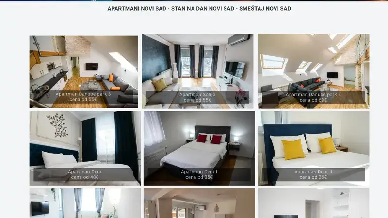 Novi Sad Apartmani (Novi Sad Wohnungen) – Beispiel für Website-Entwicklung