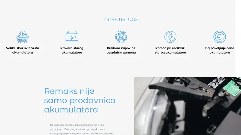 Remax Akumulatori (Remax Batterien) – Beispiel für Website-Entwicklung in Novi Sad