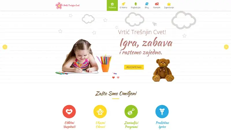 Vrtić Trešnjin Cvet (Kirschblüten-Kindergarten) – Beispiel für Website-Entwicklung in Novi Sad